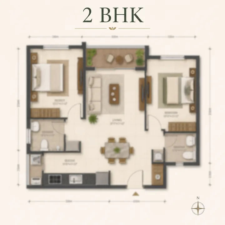 Arvind Nallurahalli 2 BHK floor plan layout