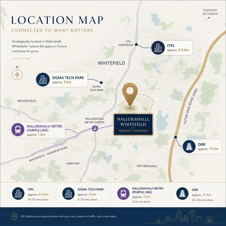 Arvind Nallurahalli location map showing nearby landmarks